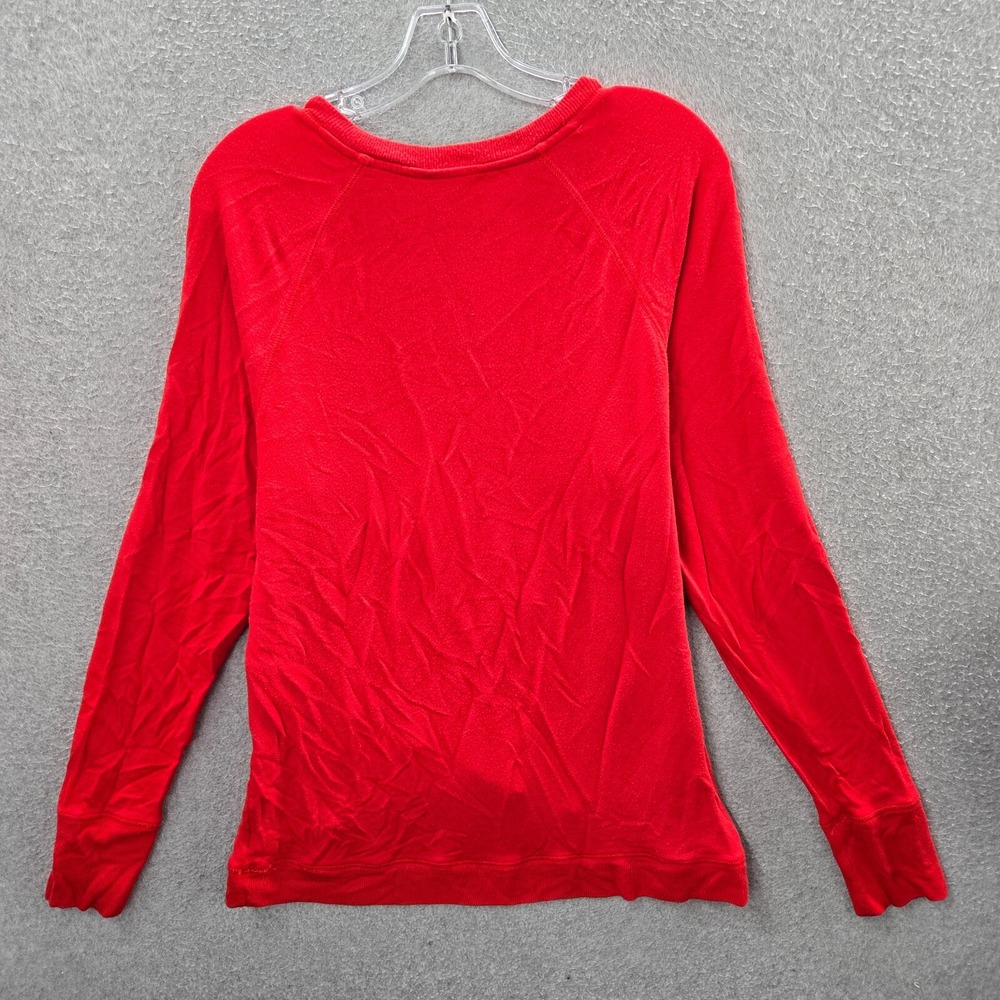 ATHLETA Women Sweatshirt Medium Red Asymmetrical Hem Criss Cross Pullover - Picture 6 of 9